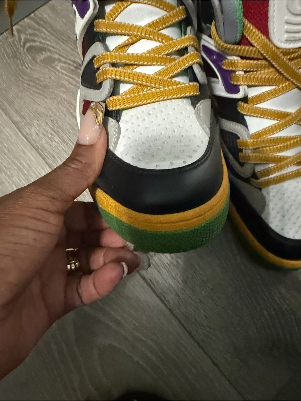 Gucci Men's Multi-Color High-Top Sneakers with Gold Laces